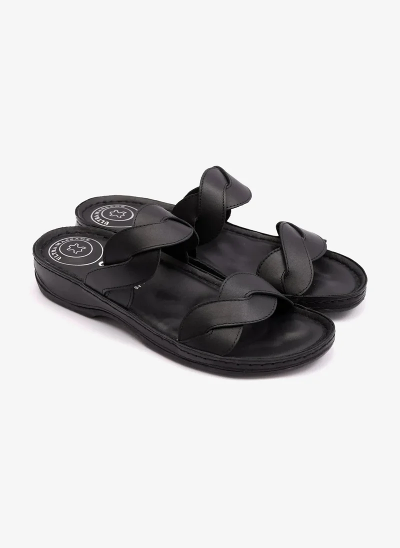 Comfort Plus COMFORT PLUS MATTE LEATHER WOMEN SANDALS BLACK