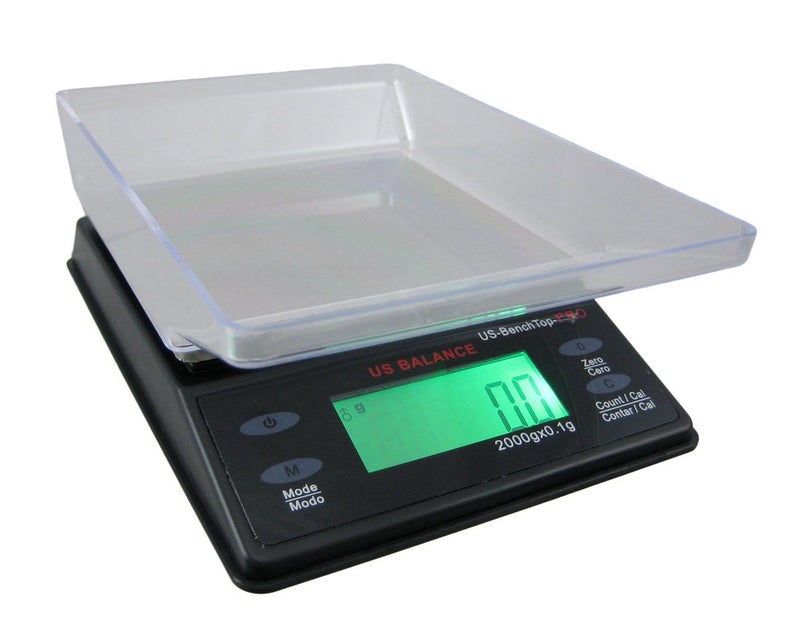 US BALANCE Backlit LCD Display Table Scale, 2000 x 0.1gm, Black - Image 1