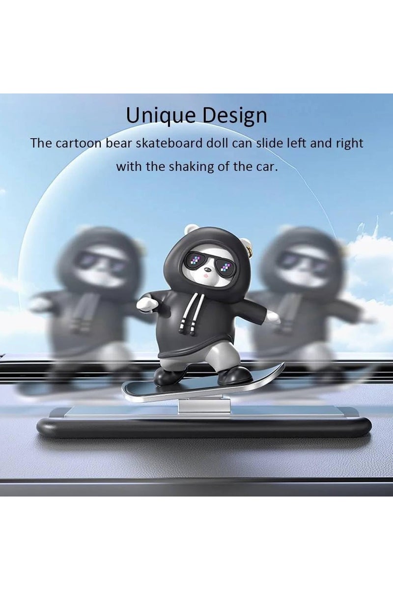 Funny Car Accessories Dashboard Decoration Teddy Bear Skateboard Design, Great Car Stuff, Suitable for Car Decoration for Men and Women, Multicolor, 1 Pack - Image 3