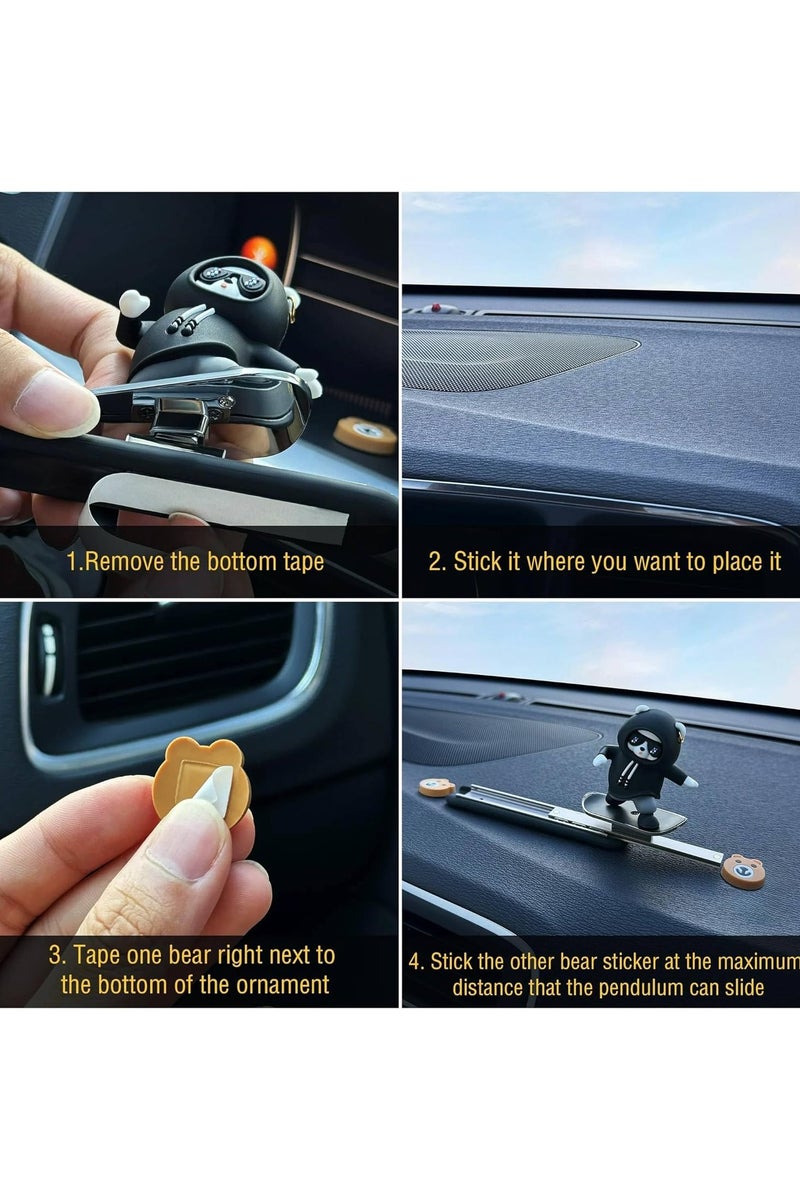 Funny Car Accessories Dashboard Decoration Teddy Bear Skateboard Design, Great Car Stuff, Suitable for Car Decoration for Men and Women, Multicolor, 1 Pack - Image 5