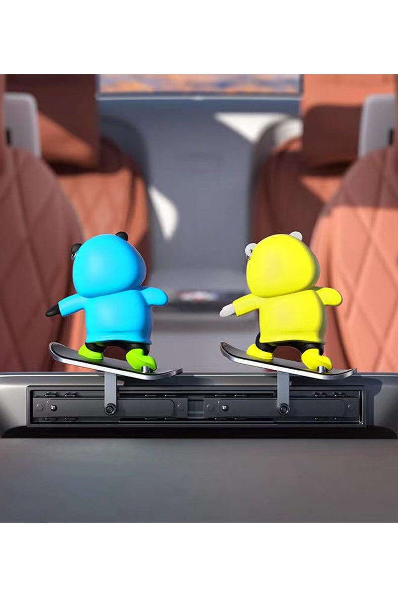 Funny Car Accessories Dashboard Decoration Teddy Bear Skateboard Design, Great Car Stuff, Suitable for Car Decoration for Men and Women, Multicolor, 1 Pack - Image 2