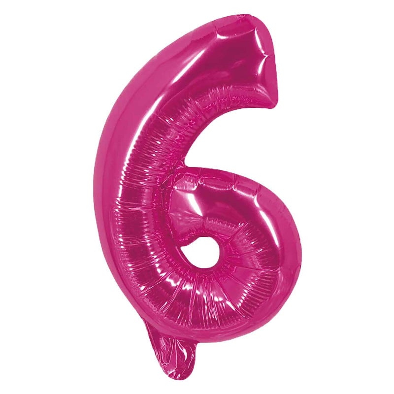 Party Time 6 Number Foil Ballon Pink - Image 1