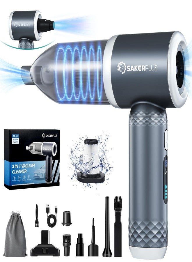 SakerPlus 3 in 1 Cordless Handheld Vacuum Cleaner,Deep Blue and Light Blue - Image 1
