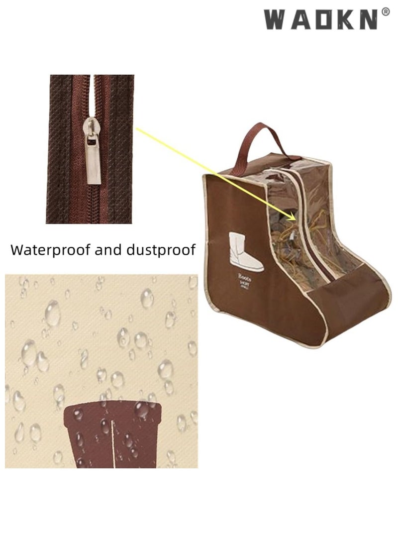 WAOKN Boot Storage,Portable Short Boots and Tall Boots Storage or Protector Bag,Shoe Dust Bags,Shoe Sleeves for Travel,Clear Boots Cover,Shoes Packing Organizers for Adult Sneakers (Brown-Short) - Image 5