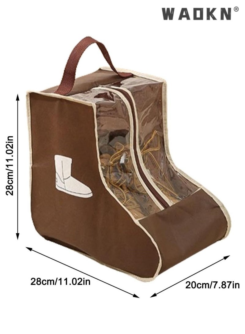 WAOKN Boot Storage,Portable Short Boots and Tall Boots Storage or Protector Bag,Shoe Dust Bags,Shoe Sleeves for Travel,Clear Boots Cover,Shoes Packing Organizers for Adult Sneakers (Brown-Short) - Image 4