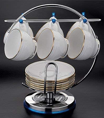 Oystio Stainless Steel Cup Saucer Stand Cup Stand Cup Rack Organizer Holder Drip Tray Holder Small Plate Organizer Space Kitchen Saving Rack - Image 2