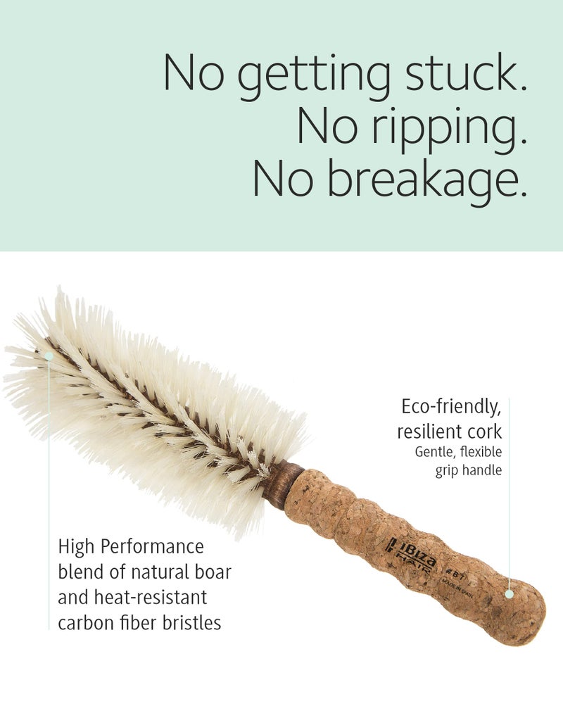 Ibiza Hair Boar Bristle Round Brush (B7-70mm) | Blonde Bristles & Cork Handle | Ideal for Color Treated Tresses | Big Waves or Tight Curls | Adds Shine & Texture for Long Styles & Large Sections - Image 3