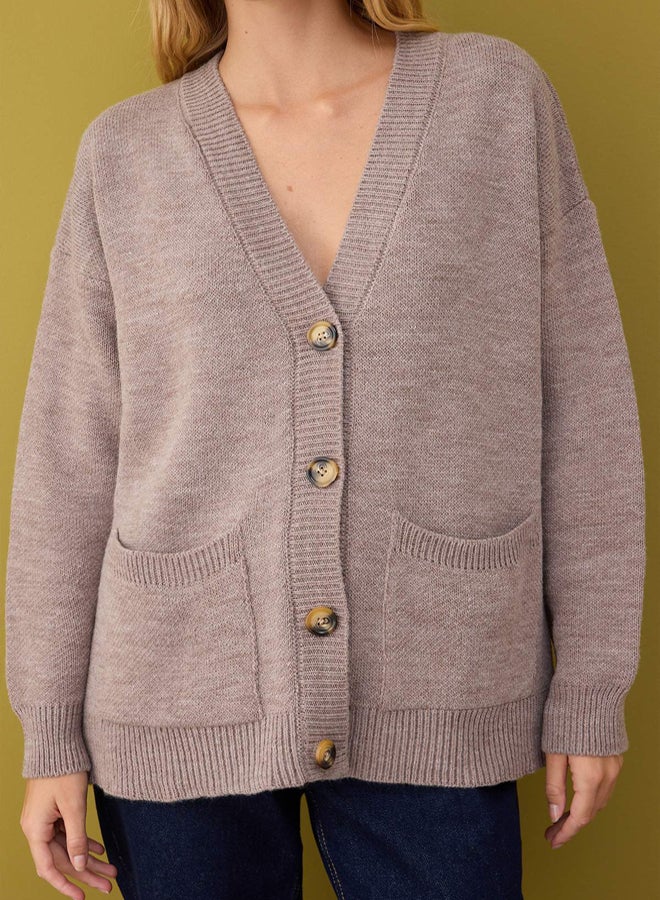 trendyol Mink Wide Fit Basic Knitwear Cardigan - Image 3