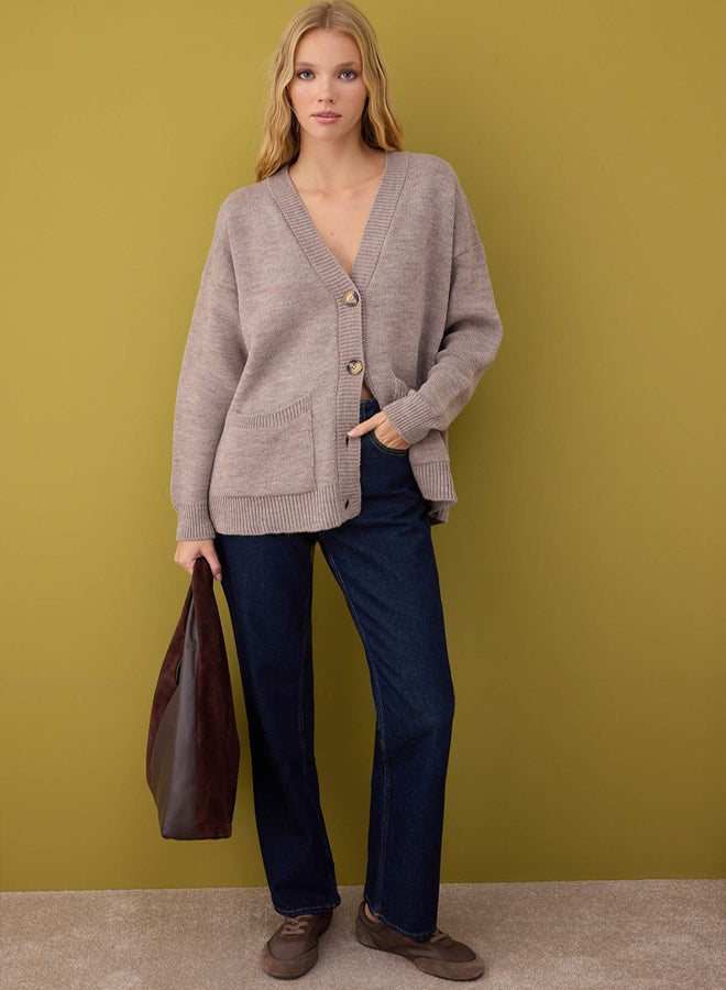 trendyol Mink Wide Fit Basic Knitwear Cardigan - Image 2