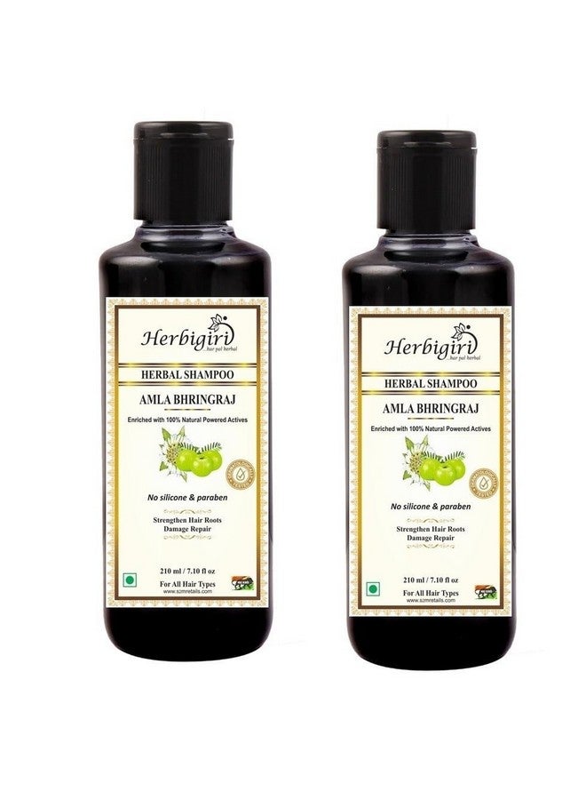 Khadi Herbal Herbigiri Herbal Pure & Natural Amla Bhrinraj Shampoo L For Control Hair Loses (Pack Of 2) (420Ml) - Image 1