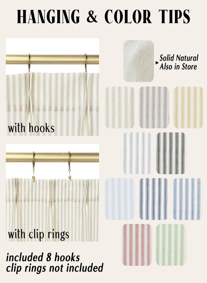 Lino Rosa Kitchen Window Curtains Over Sink 24 Inch Length Sets,Rustic Country Pinch Pleated Linen Cafe Small Window Curtain for Half Bathroom Windows - Image 2