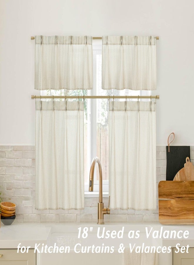 Lino Rosa Kitchen Window Curtains Over Sink 24 Inch Length Sets,Rustic Country Pinch Pleated Linen Cafe Small Window Curtain for Half Bathroom Windows - Image 3