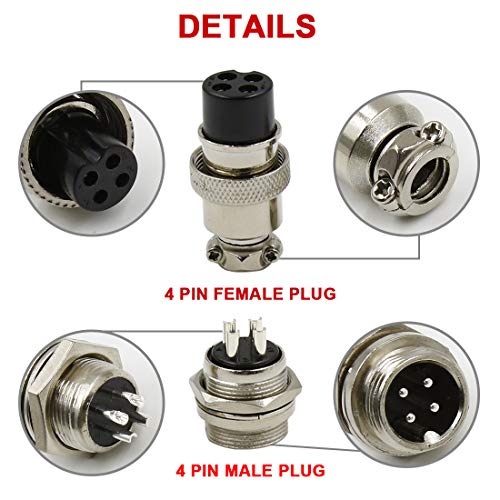 Hxchen 4 Pin Metal Male Female Panel Connector 20mm GX20-4P Silver Aviation Plug - (2 Sets) - Image 3