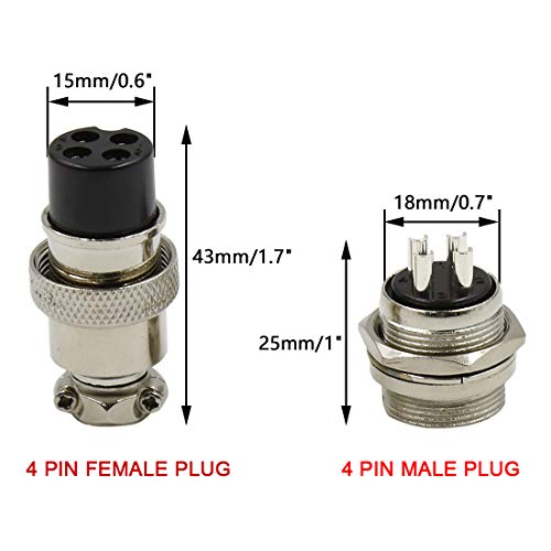 Hxchen 4 Pin Metal Male Female Panel Connector 20mm GX20-4P Silver Aviation Plug - (2 Sets) - Image 2