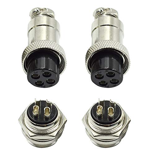 Hxchen 4 Pin Metal Male Female Panel Connector 20mm GX20-4P Silver Aviation Plug - (2 Sets) - Image 1