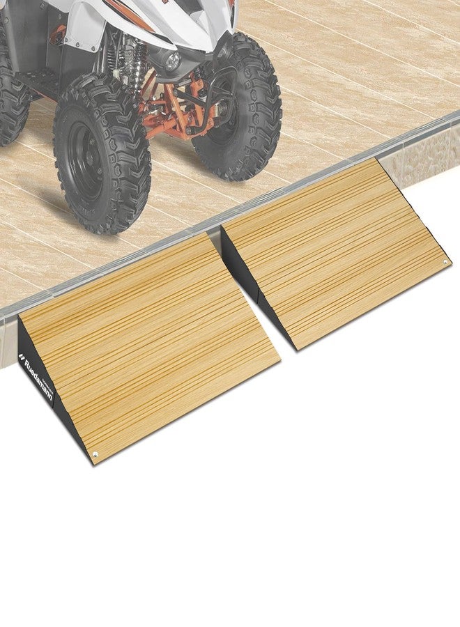 Ruedamann 2" Rise Modular Threshold Ramp for Doorways, 2200 LBS Capacity Aluminum Durable Wheelchair Ramp for Home Steps, 2 Pcs Door Ramp for Wheelchairs, Walkers, Scooters, Cars, Light Wood Grain - Image 1