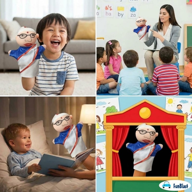 FunBlast Hand Puppet for Kid – Plush Hand Puppets Toys, Family Members Soft Puppets for Kid Story Telling (Puppet-Dadi) - Image 5
