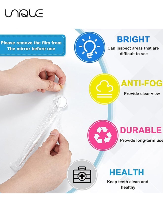 Unique 20 PCS Disposable Dental Inspection Mirror with 6.3" Handle, Anti-Fog Mouth Mirror Teeth Oral Care Tools Checkers for Dentist, Household and Home Use - 4 Colors - Image 4
