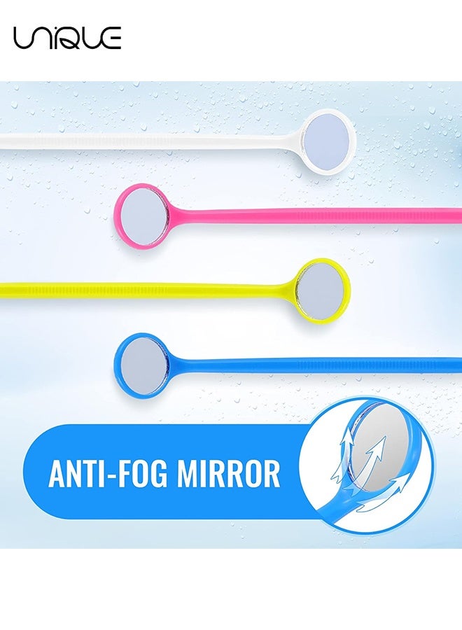 Unique 20 PCS Disposable Dental Inspection Mirror with 6.3" Handle, Anti-Fog Mouth Mirror Teeth Oral Care Tools Checkers for Dentist, Household and Home Use - 4 Colors - Image 3