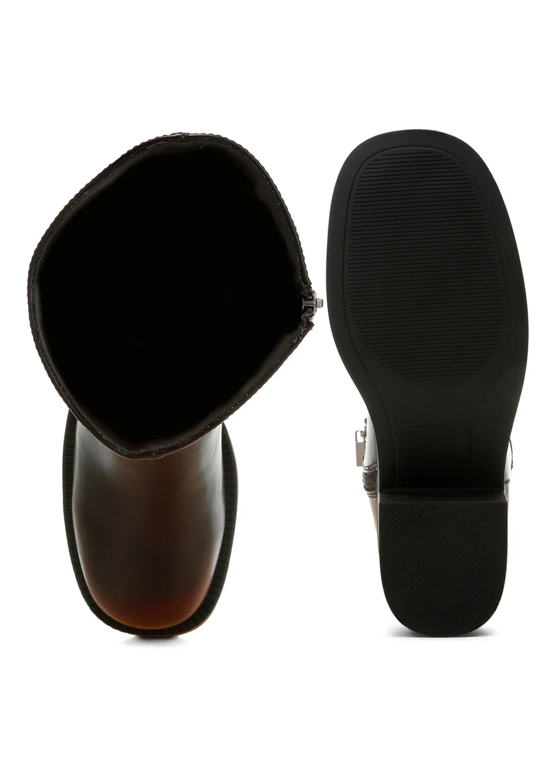 London Rag SH5138_BROWN London Rag Women's Block Heel Calf Boots in Brown  | Best Price UAE