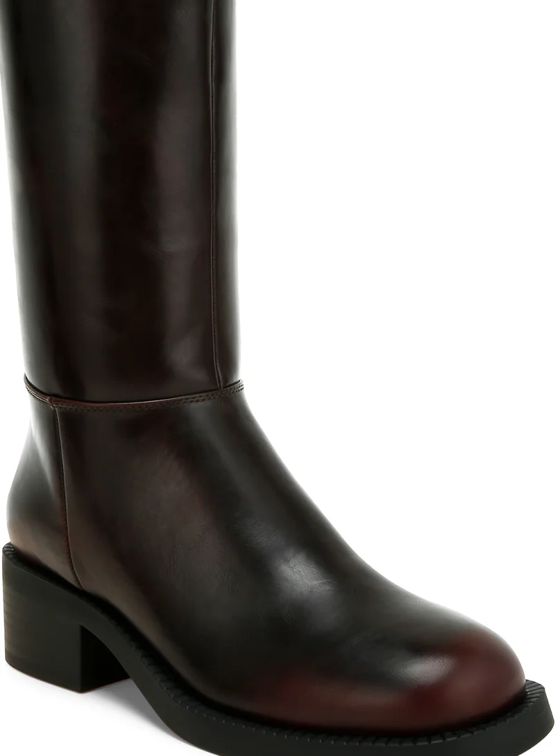 London Rag SH5138_BROWN London Rag Women's Block Heel Calf Boots in Brown  | Best Price UAE