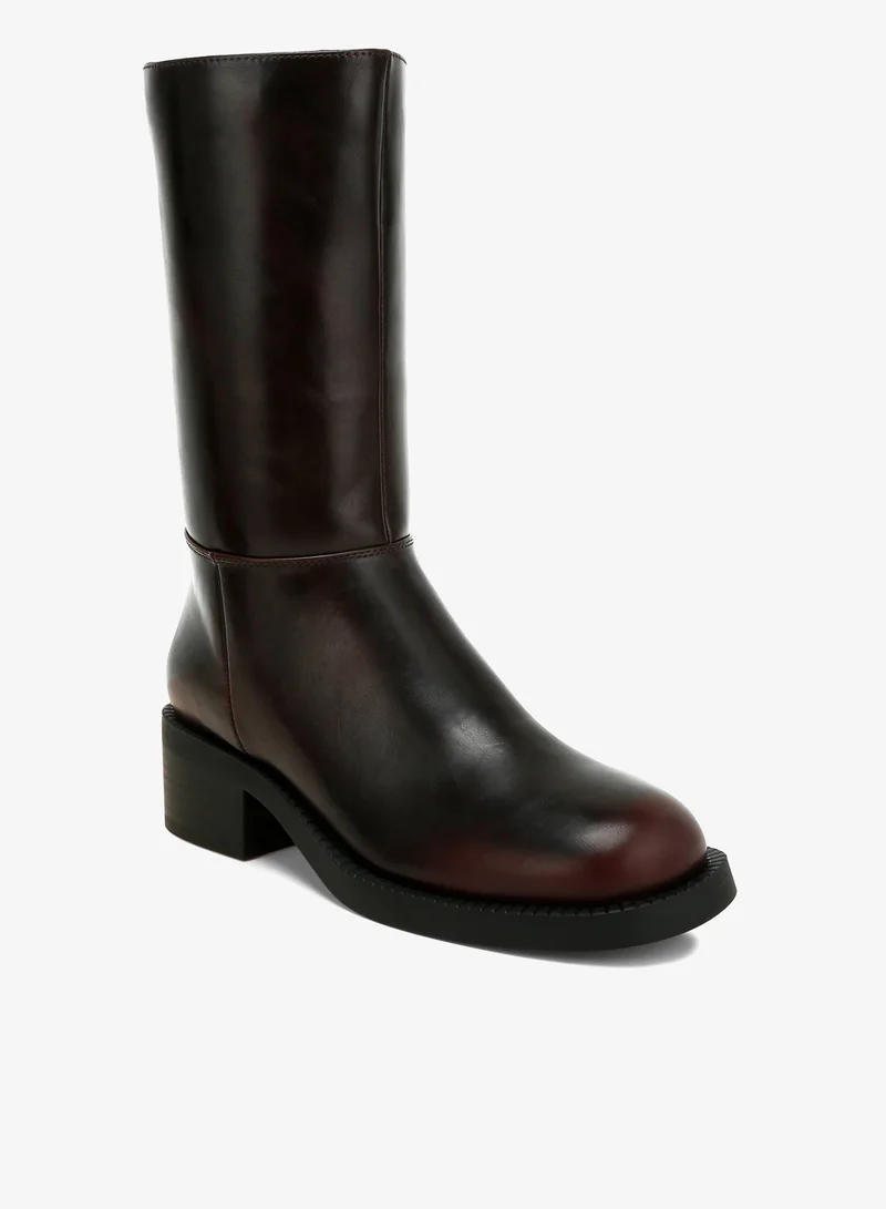 London Rag London Rag Women's Block Heel Calf Boots in Brown