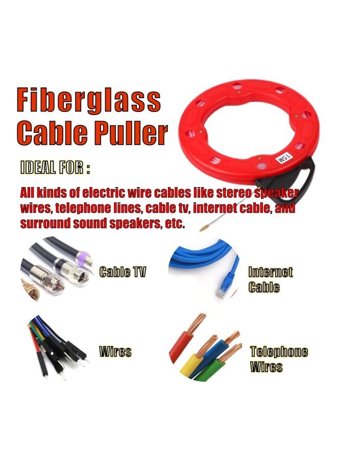 NIBEMINENT Fiberglass Fish Tape Electrical Cable Puller Red/Black 15meter  - Image 4