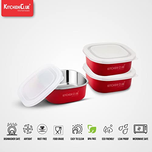KITCHEN CLUE Microwave Safe Stainless Steel Tiffin Box/Lunch containers - Pack of 8 Pcs, 350 ML Each - Airtight & Leak-Proof Lids - Easy to Carry - Easy to Re-Heat in Minutes - Lunch Box for Office - Image 5