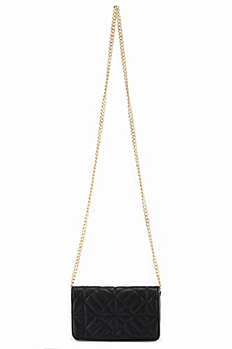 FALETO Black Crossbody Bags for Women Small Quilted Shoulder Bag Clutch Purses Designer Handbags Satchel Evening Party Bag with Gold Chain PU Leather Trendy Mini Club Purse Wallet - Image 3