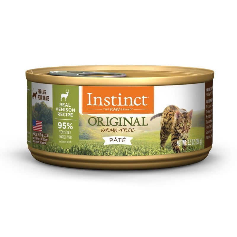 Instinct Original Pate Wet Cat Food, Grain Free Recipe - Real Venison, 5.5 oz. Cans (Pack of 12) - Image 1