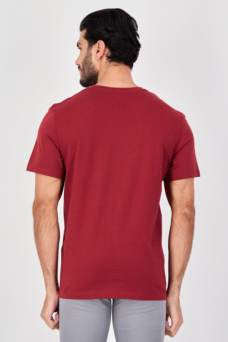 Celio Men Crew Neck Short Sleeve Solid T-Shirt, Maroon - Image 2