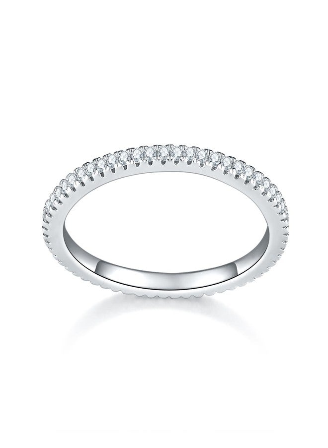 BORUO Sterling Silver Ring - Wedding Bands for Women, Eternity Band, Cubic Zirconia Simulated Diamond Stackable Band for Oura Ring Gen3/4-1.5mm 3mm Band Size 4-12, 4, Sterling Silver, Cubic Zirconia - Image 2