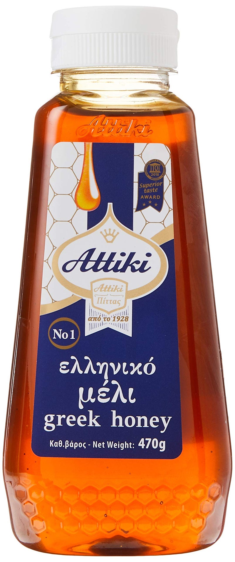 Attiki Pure Greek Honey with Thyme Wild Flowers and Herbs Perfect for Baking Cooking Lemonade and Tea 1658 oz 470 grams Bottle