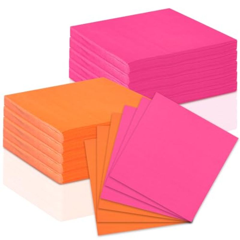 Sturdy Disposable Napkins 2-Ply 23CM X 23CM Bulk Pack Of 120 - Vivid Pink Orange Hues Luncheon Cocktail Napkins For Bachelorette Parties Birthday Celebrations Baby Showers - Image 1