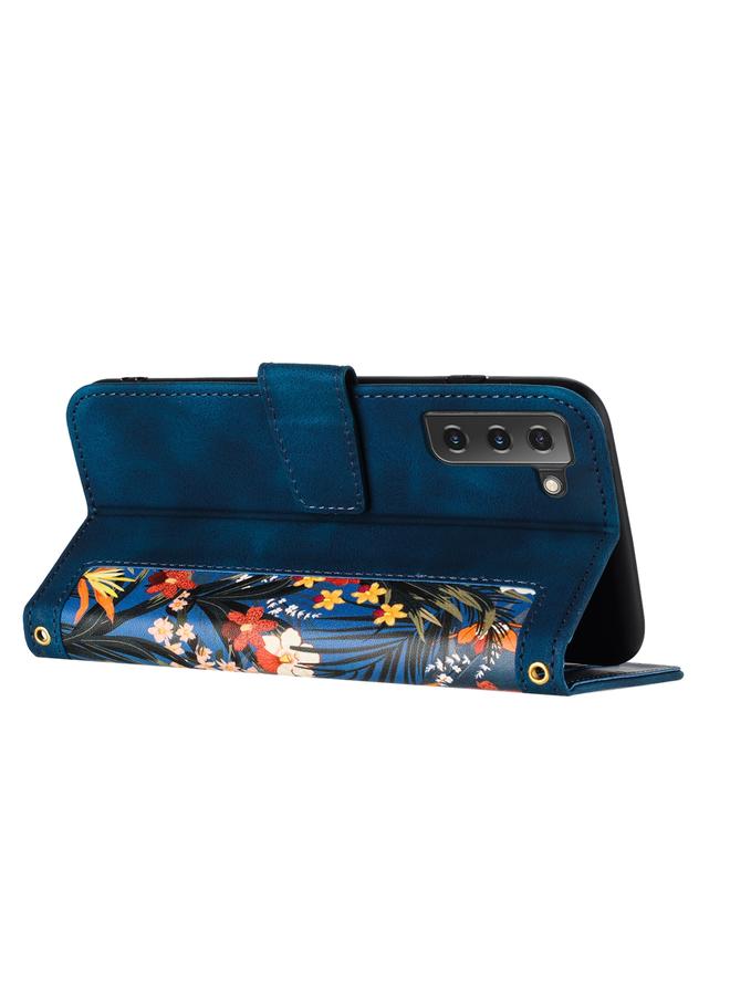 إيروريكس جراب لهاتف Samsung Galaxy S22+ 5G جراب هاتف جلدي بنمط زهور مع حبل - Image 4