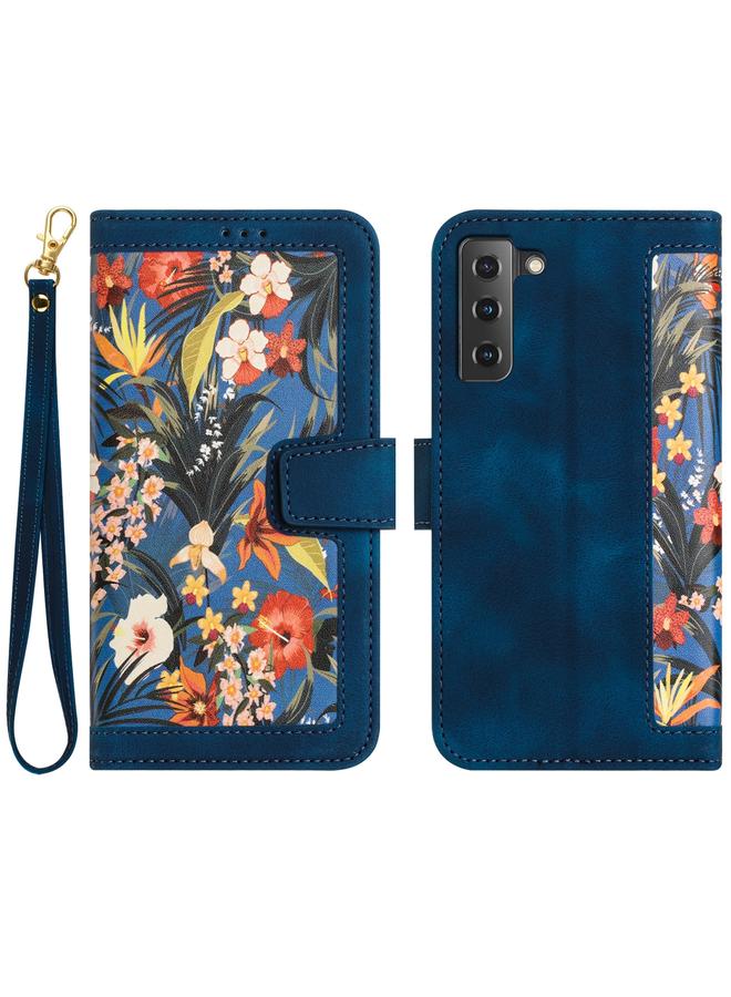 إيروريكس جراب لهاتف Samsung Galaxy S22+ 5G جراب هاتف جلدي بنمط زهور مع حبل - Image 1