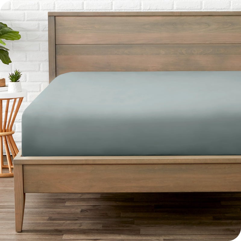 Bare Home Fitted Bottom Sheet Queen Size - Premium 1800 Microfiber - Ultra-Soft Hotel Luxury - Deep Pocket - Durable and Long Lasting (Queen, Sea Spray) - Image 1