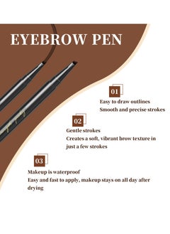 SYOSI EXCEFORE Dark Brown Eyebrow Pen, Precision Eyebrow Pencil Long Lasting Fine Four-Fork Liquid Eyebrow Pen, 4D Natural Wild Eyebrow Definer Pencils Makeup (Dark Brown)  - Image 4