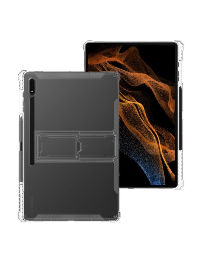 for Samsung Galaxy Tab S10 Plus / S9 FE Plus / S9 Plus Case Cover,Transparent flash ultra-thin shockproof hard protective cover with bracket, built-in bracket, TPU inner bumper，Clear - Image 4