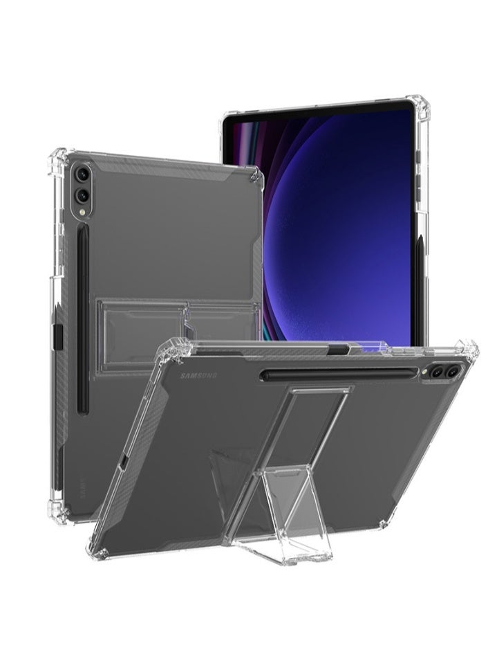 for Samsung Galaxy Tab S10 Plus / S9 FE Plus / S9 Plus Case Cover,Transparent flash ultra-thin shockproof hard protective cover with bracket, built-in bracket, TPU inner bumper，Clear - Image 1