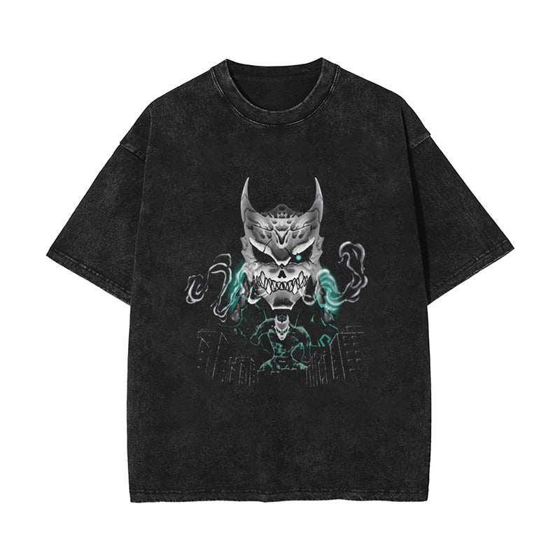 2025 Export New Anime Kaiju No.8 Monster No. 8 Retro Cotton Washed Distressed Short-Sleeved T-Shirt - Image 1