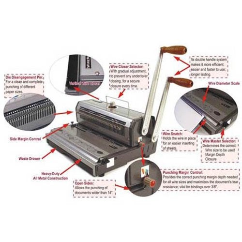 Akiles WireMac-31 Model AWM31 Wire Punch & Binding Equipment, 3:1 Pitch, All 40 Disengaging Dies, Square (0.157″ x 0.157″) Hole Punch, Heavy-Duty, 20 Sheets Single Punching Capacity (20 lbs Paper) - Image 2