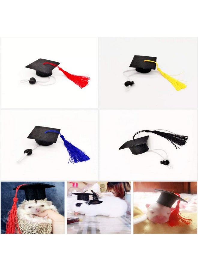 Soochat - Mini Graduation Caps With Tassel Small Animal Bachelor Hat Graduation Photo Props Hat Holiday Costume Accessory 2 Pcs (Yellow) - Image 1