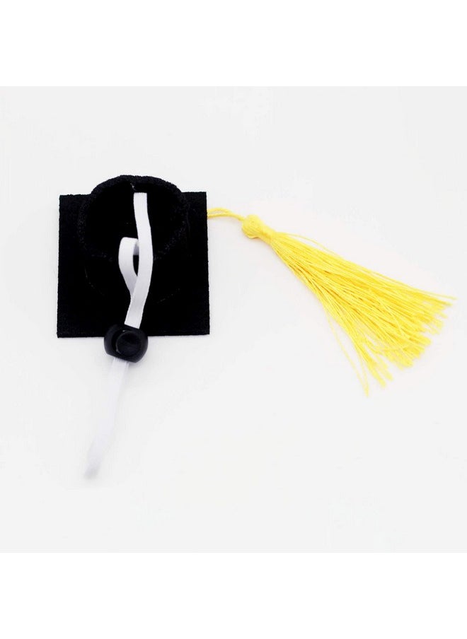 Soochat - Mini Graduation Caps With Tassel Small Animal Bachelor Hat Graduation Photo Props Hat Holiday Costume Accessory 2 Pcs (Yellow) - Image 1