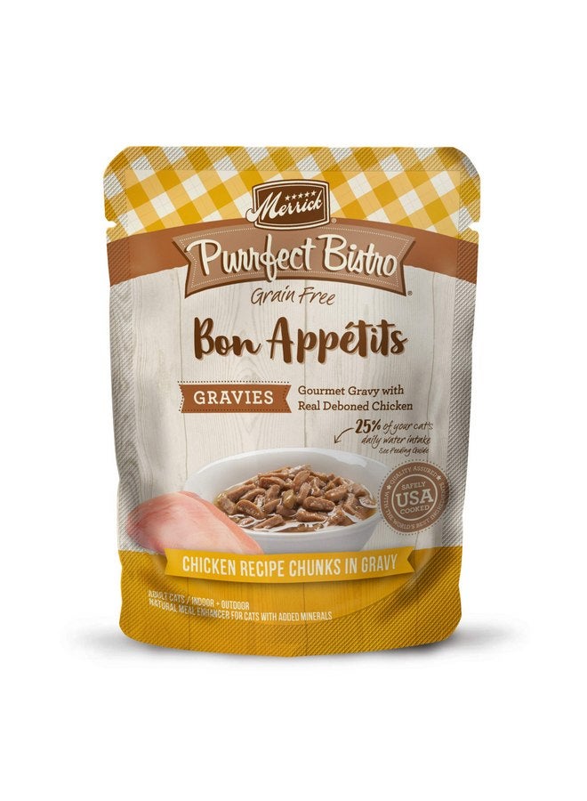 Merrick Purrfect Bistro Bon Appetits Premium Grain Free Wet Cat Food Topper, Chicken Recipe Chunks In Gravy - (Pack of 24) 3 oz. Pouches - Image 1