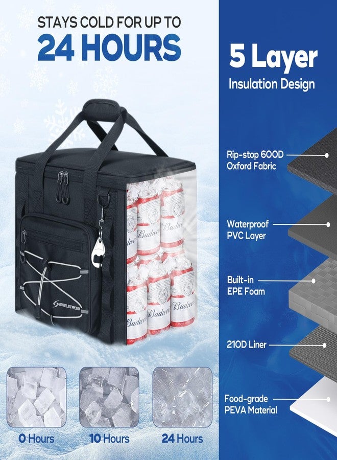 Maelstrom Soft Cooler Bag,Soft Sided Cooler,30 Cans Collapsible Beach Cooler,Ice Chest,Large Leakproof Camping Cooler,Portable Travel Cooler for Kayaking,Grocery Shopping, Black - Image 2