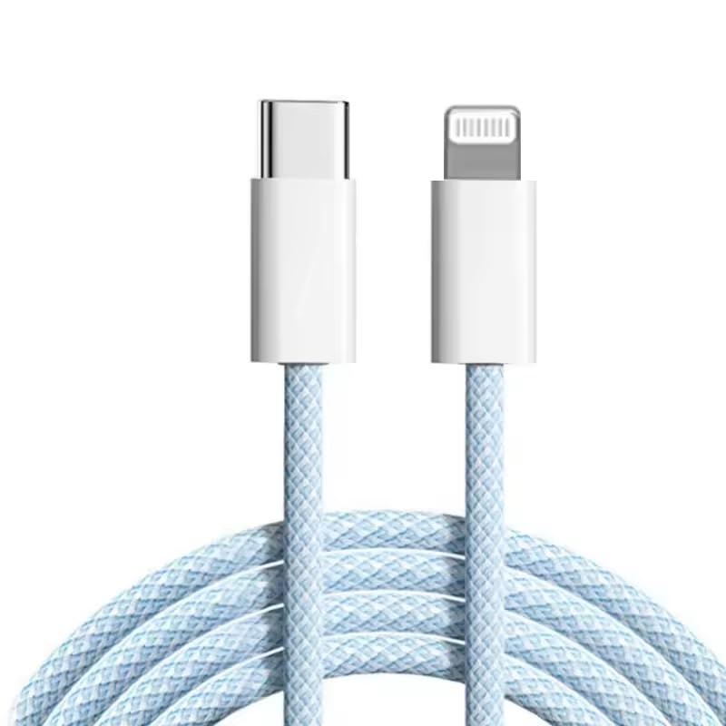 Punnkk Braided USB-C to Lightning Fast Charging Cable Compatible for iPhone 14, 13, 12,11, X, 8, 7, 6, 5, iPad Air, Pro, Mini, iPad Blue Color - Image 1