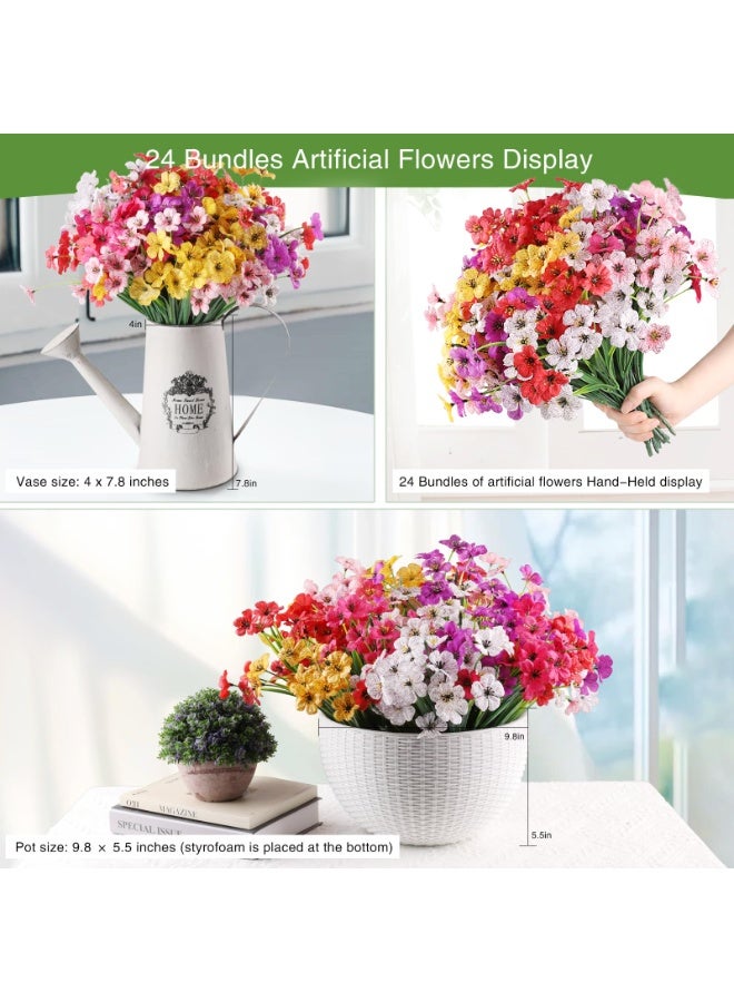 24 Bundles Artificial Flowers for Outdoor,No Fade Fake Plastic Flowers Faux Plants for Decoration Hanging Planters Indoor Outside Garden Porch Window Box Home Wedding Farmhouse - Image 4