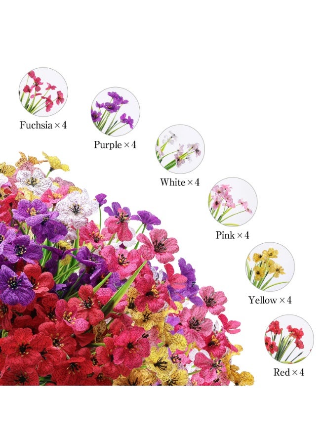 24 Bundles Artificial Flowers for Outdoor,No Fade Fake Plastic Flowers Faux Plants for Decoration Hanging Planters Indoor Outside Garden Porch Window Box Home Wedding Farmhouse - Image 3