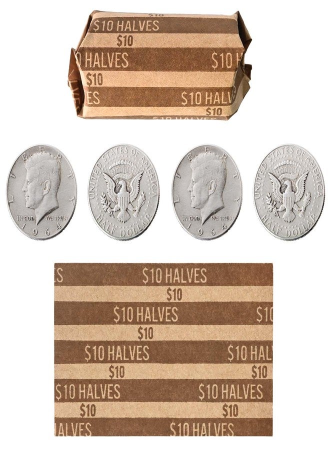 L LIKED 105 Pcs Tubular Coin Wrappers, Half Dollar Coins, 10 Flat Striped Coin Wrappers, Pop-Open Wrappers - Half Dollar - Image 2